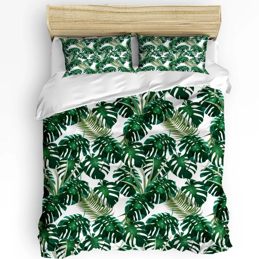 3pcs Bedding Set Tropical Jungle Leaves Monstera Green Home Textile Duvet Cover Pillow Case Boy Kid Teen Girl Bedding Covers Set