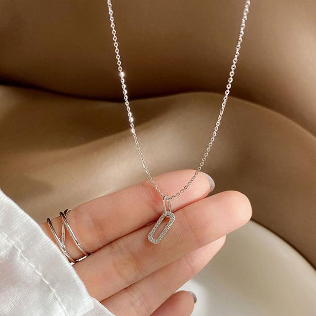 

Легкая роскошная яркая вспышка цепочка геометрический прямоугольник колье серебряное 925 пробы ожерелье для женщин ключицы ювелирные изделия