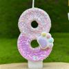 3D Number Candles Cake Decorating Glitter Pink Claw Theme Number Candles Cake Topper Birthday Party Cake Decoration