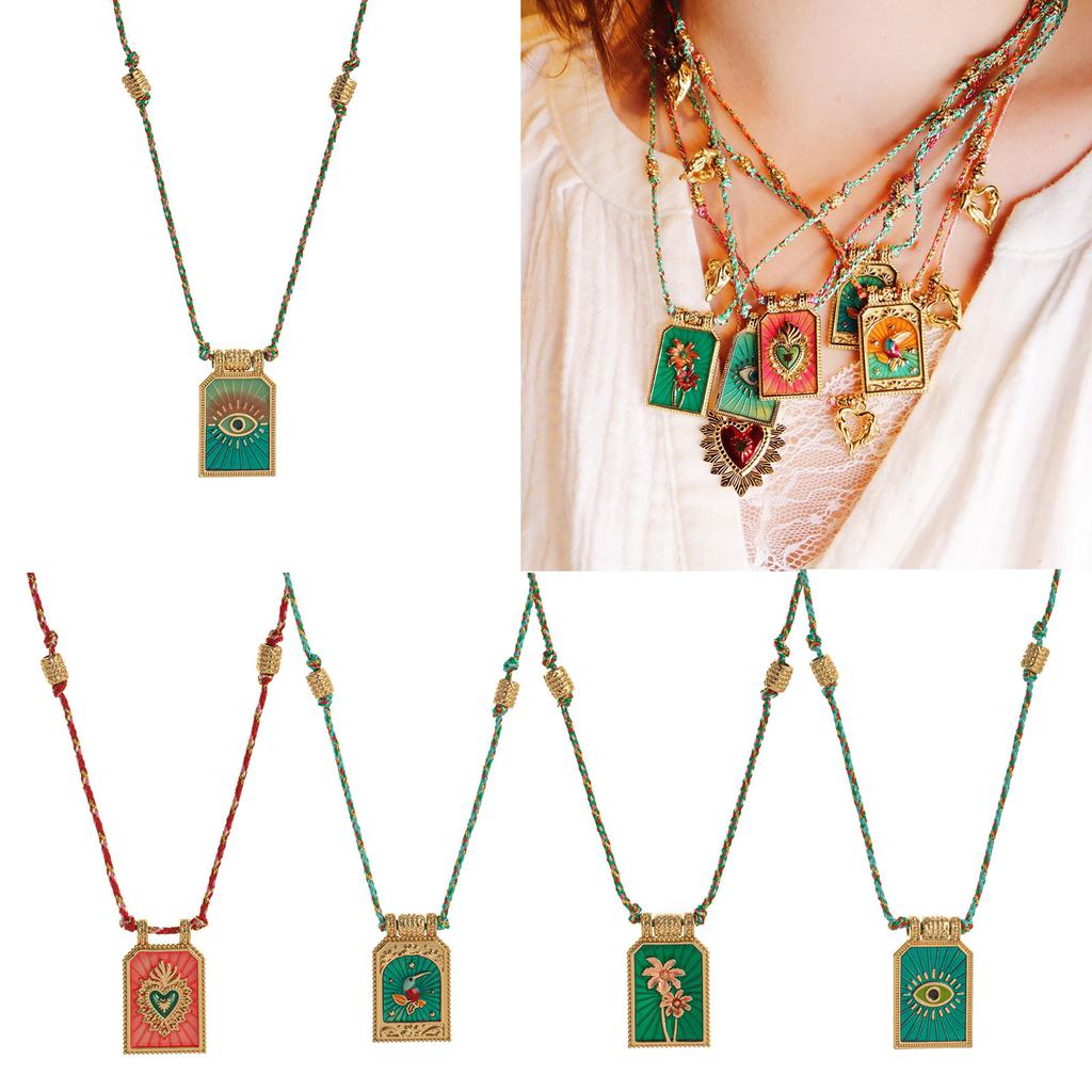 Vintage Inspired Tarot Card Necklace Unique Patterned Tarot Card Pendant Necklace In Artistic Retro Style for Women