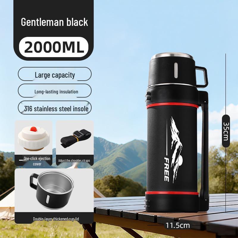 Large Capacity 316 Stainless Steel Insulated Thermos Flask with Portable Design for Outdoor and Travel Use