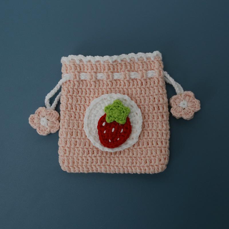 Handmade Sweet Knit Crochet Drawstring Coin Purse
