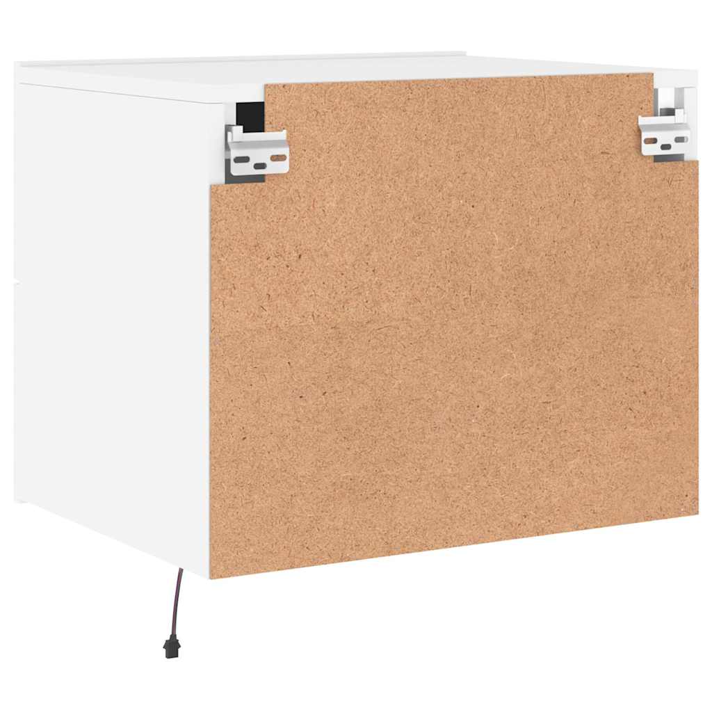 Wall Mounted Nightstand with LED Lights White