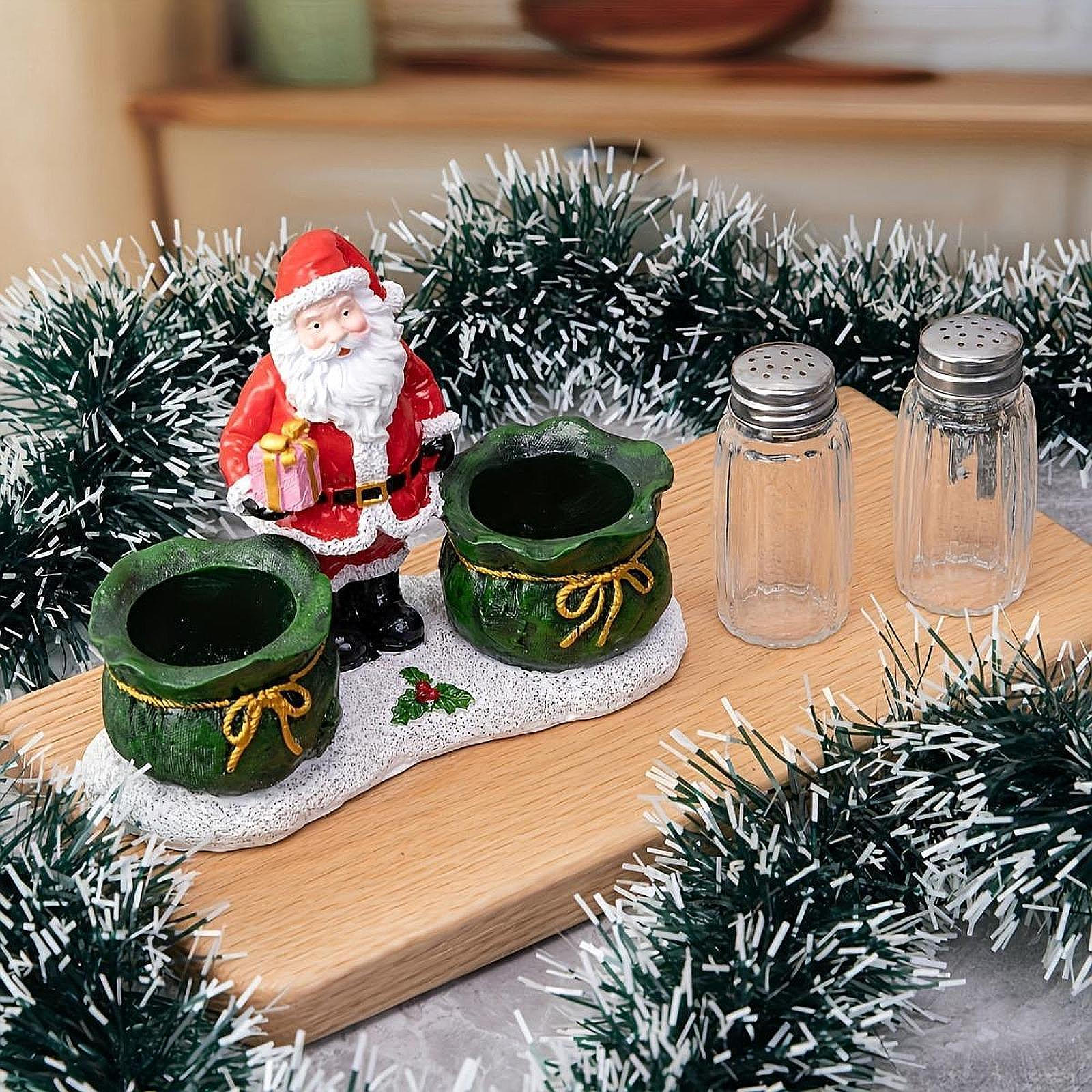 

Santa Claus Spice Jar Xmas Container Christmas Statue Gifts Sturdy Kitchen Counter Holiday Table