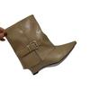 Pointed toe heel trouser boots women's autumn and winter new design sense versatile niche Spice Girl medium boots fried street short boots