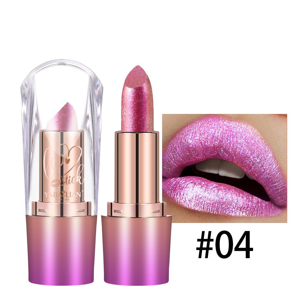 6 Colors Glitter Metallic Lipstick Waterproof Long Lasting Diamond Pearlescent Lipstick Sexy Lipgloss Moisturizing Lips Makeup