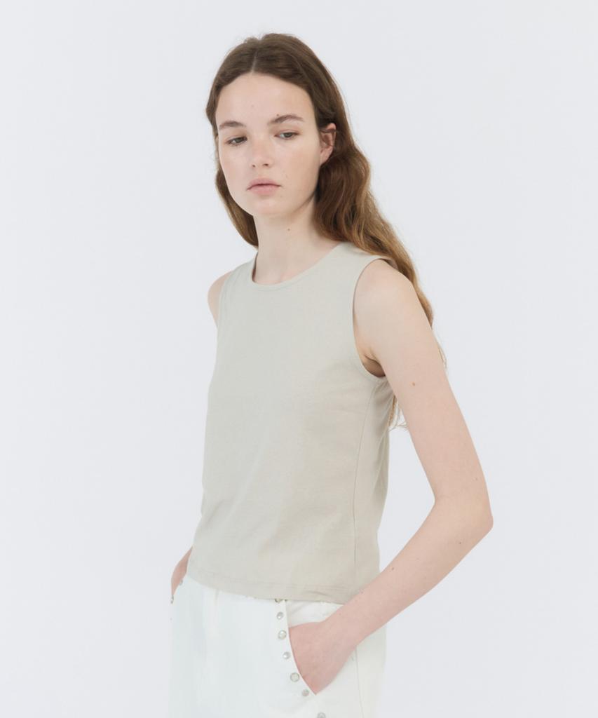 GBH APPAREL Back Open Bow Point Top / Beige