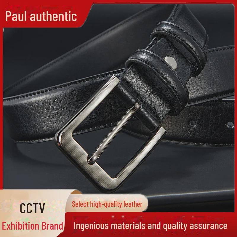 Qingqi Paul Herren Echtleder Gürtel mit Dornschließe - Vielseitiges Business Casual Rindsleder für alle Altersgruppen