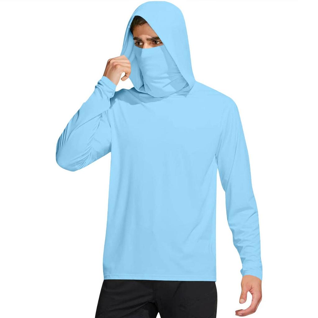 Herre Skjorte Med Maske Lettvekt Langermet Hettegenser Vandring Fiske Ytelse