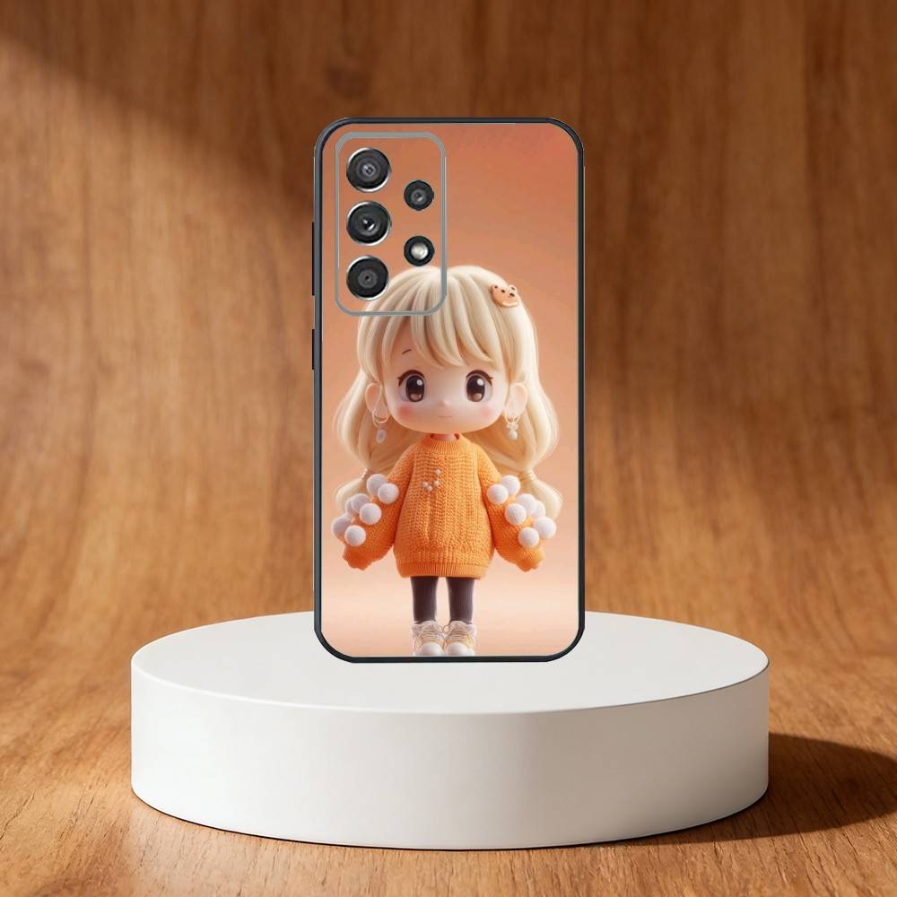 Cartoon Girl Pattern Phone Case For Samsung S25,S24,S21,S22,S23,S30,Ultra,S20,Plus,Fe,Note,10,9,5G Black Cover
