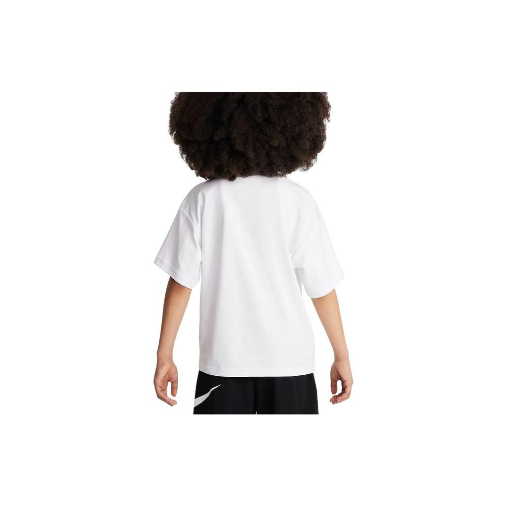 Nike Sportswear Printed Logo Breathable Round Neck Short Sleeve T-Shirt Kids tops White HM4730-100