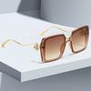 Sunglasses For Women Gradient Blue Yellow Frame Glasses Unique Double Frame Design Golden Spherical Decoration Modern Fashion