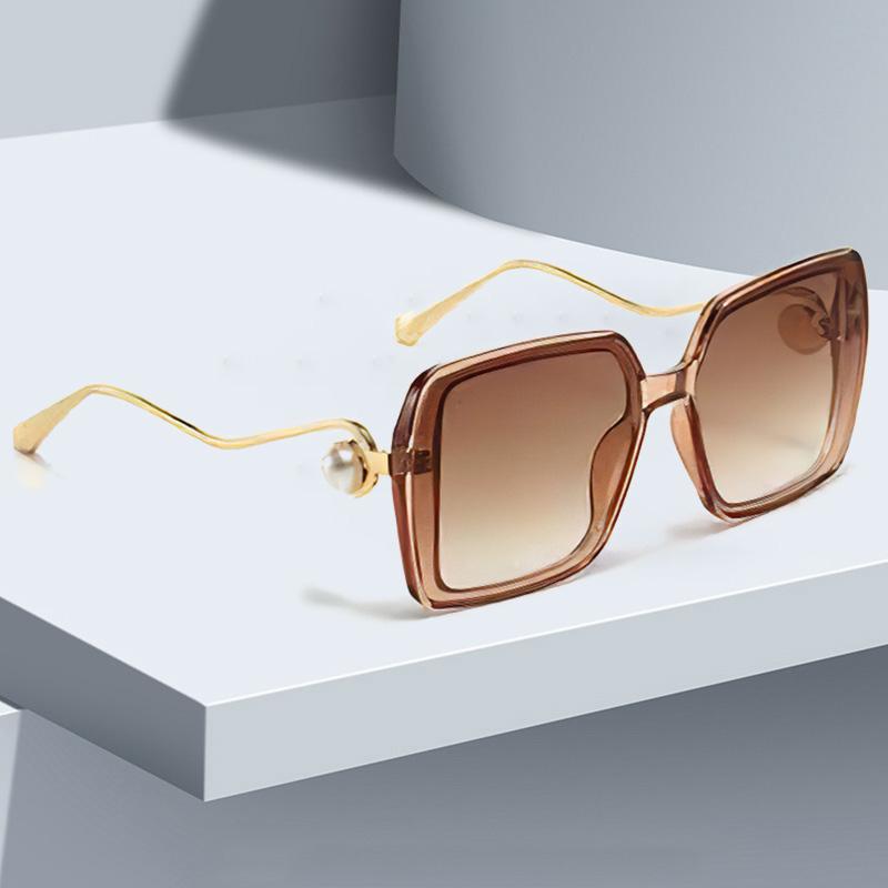 Sunglasses For Women Gradient Blue Yellow Frame Glasses Unique Double Frame Design Golden Spherical Decoration Modern Fashion