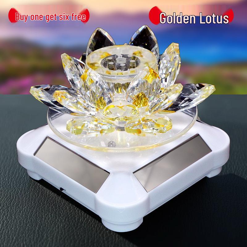 Rotating Crystal Lotus Solar Car Air Freshener & Aromatherapy Ornament
