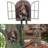 Lifelike Elf Out The Door Naughty Gnome Garden Sculpture Tree Hugger Outdoor Yard Ornament