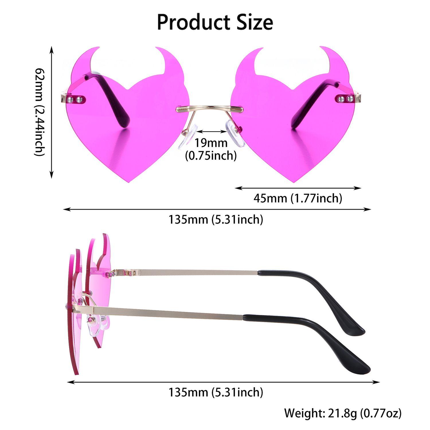 

Protection Party Cosplay Glasses Devil Ear Heart Shape Fashion Glasses Rimless Sunglasses Rock Horn темно-фіолетовий колір
