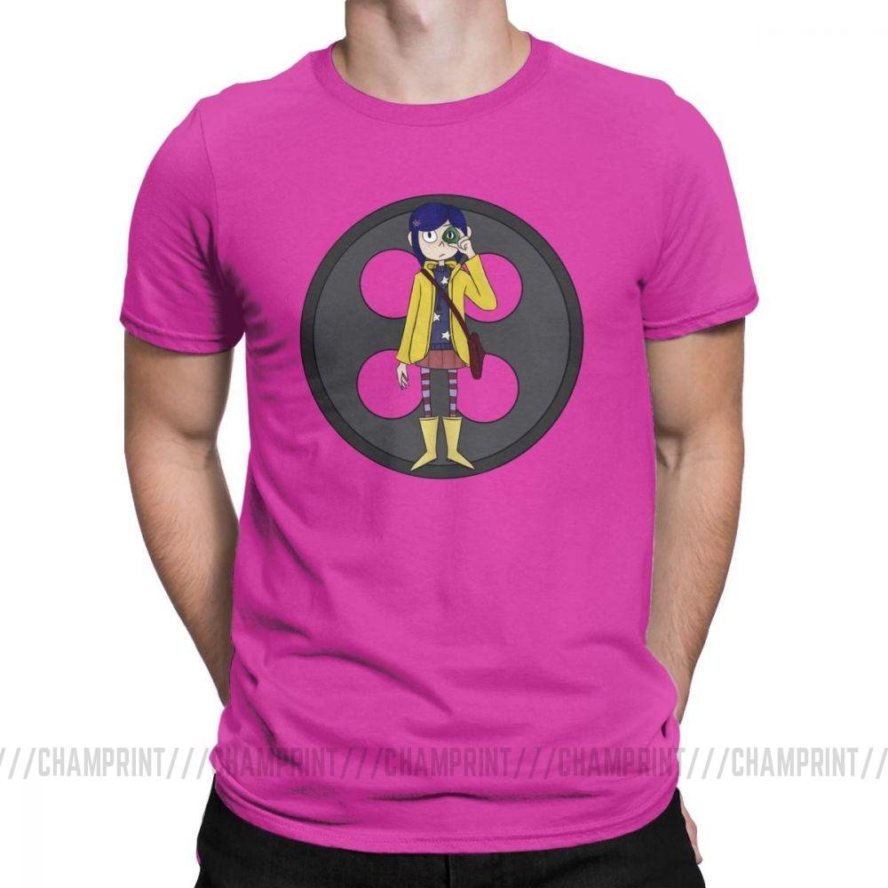 Coraline Men S T Shirts Coraline Button Eyes Leisure Cotton Short Sleeve Tees Crew Neck T