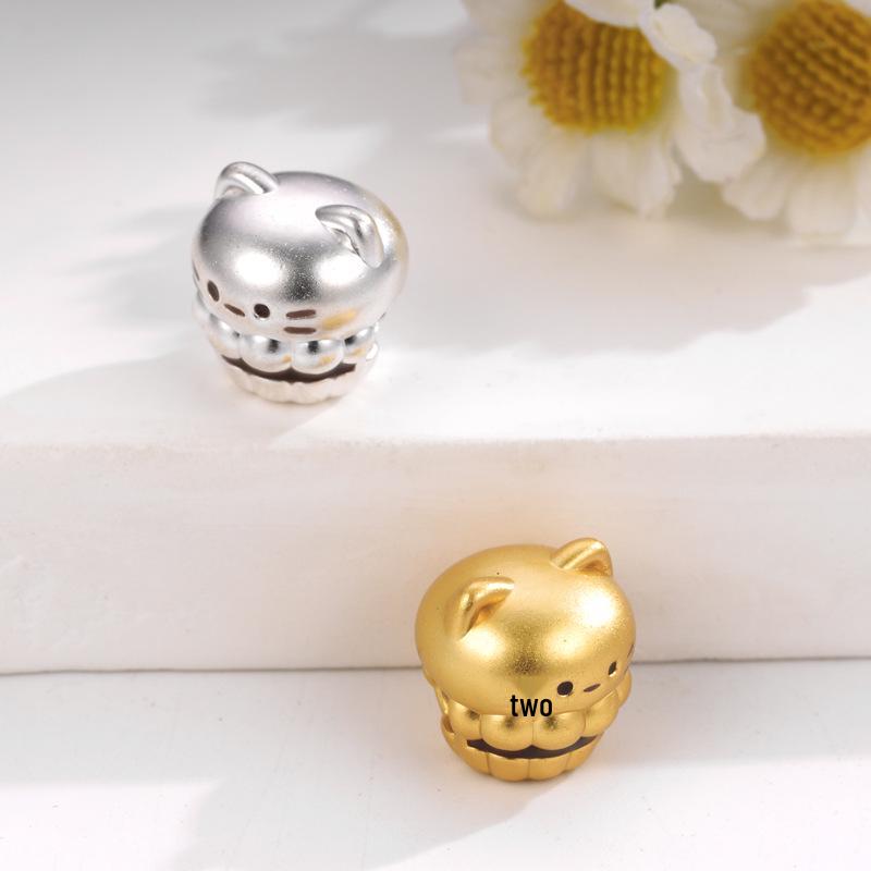 Sterling Silver 999 Cat Head Bead - Handwoven Rope Jewelry Accessory
