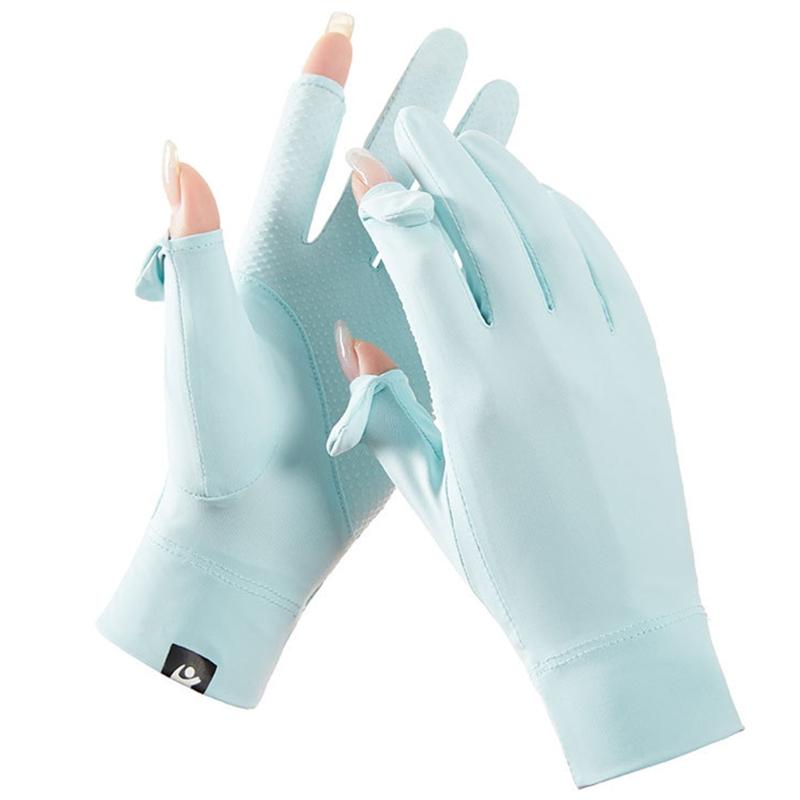 Summer and Spring Gloves Two-finger Exposed Gloves Sunproof Women Teens Skin-friendly Cycling Hiking Gloves Mittens