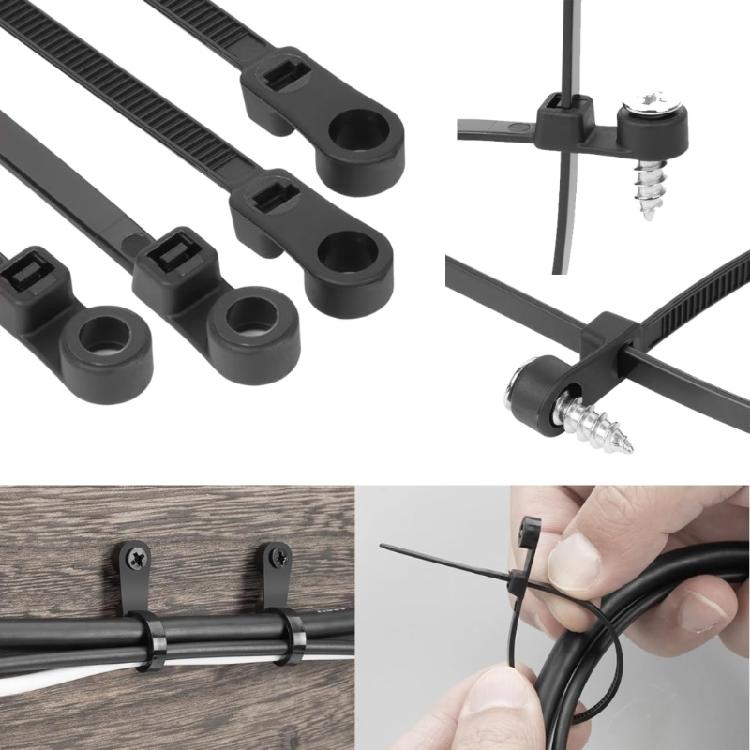 100PCS Nylon Cable Management Tie Buckles Automatic Locking Feature 4.8mm Hole Diameter for Dependable Organization Needs