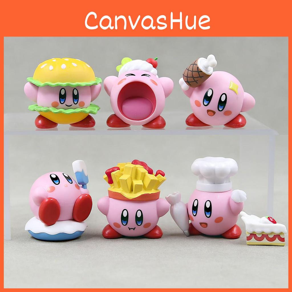 6 Delightful Style Kirby Food Figurines Pvc Cute Anime Character Car Decor