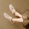 French Retro Woven Hollow Half Slippers Women's Summer Wear Flat Leather Word with Mary Jane Bag Head Cool Slippers