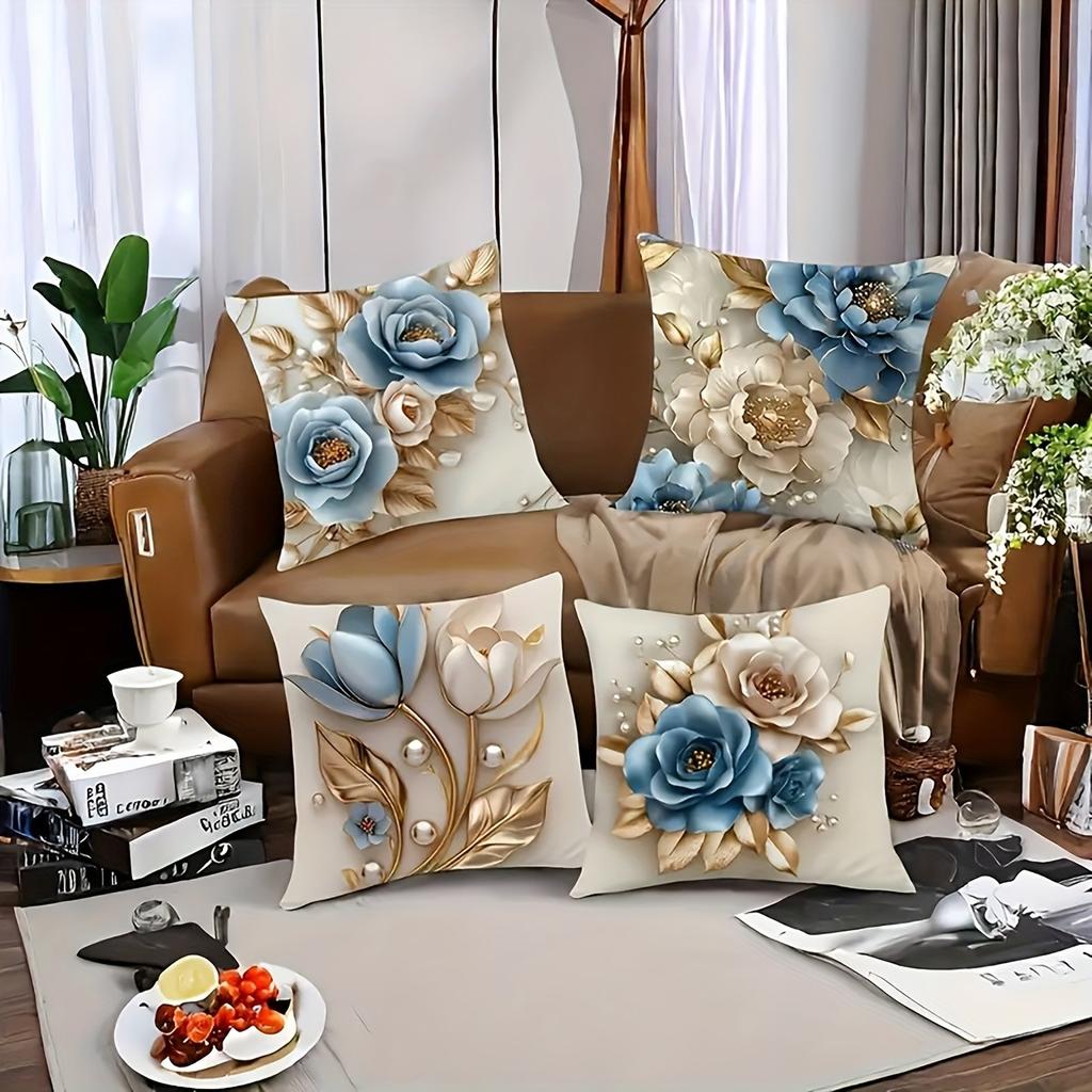 Dreamy Rose and Ribbon Art PillowcaseBedroom Living Room Sofa Home Decor Polyester Cushion Cover with Zipper