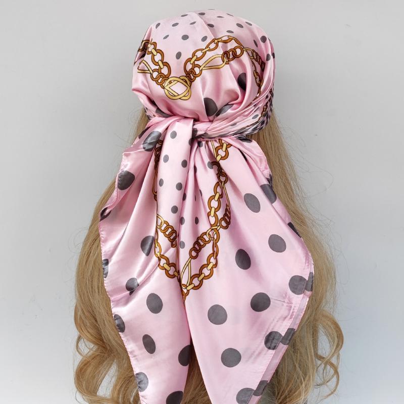 90*90cm Silk Scarf Scarftop Headwraps For Woman Fashion Four Seasons Hair Accessories Hijab Foulard Bandana Femme Headscarf