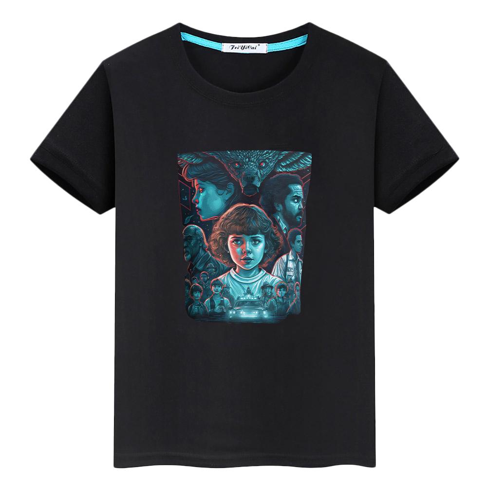 T-Shirt für Kinder Junge 10 Jahre Stranger Things Druck 100% Baumwolle Anime T-Shirts y2k One Piece Kawaii Kurze Tops T-Shirt Kinderkleidung Mädchen