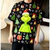 Christmas Cartoon Green Fur Monster 3D Printed Women's Short Sleeve Tees Top Kids Girl Casual Pullover