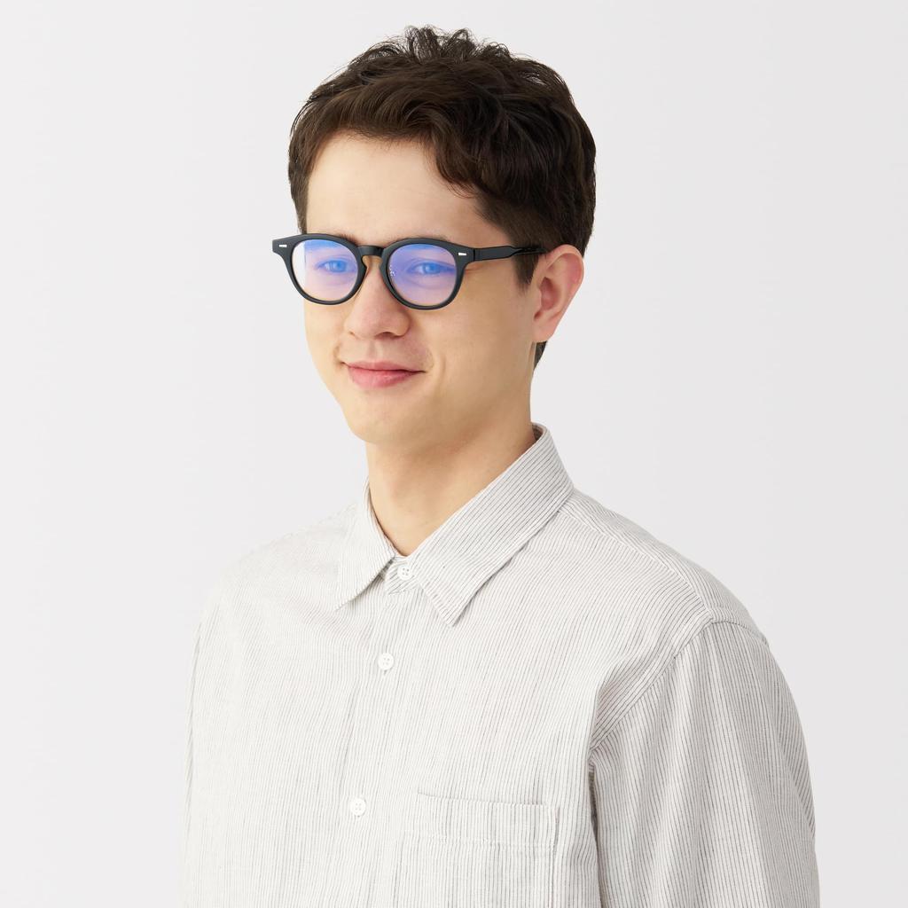MUJI Blue Light Blocking Boston-Style Sunglasses, Unisex, Adult, DFD23A5S, Black