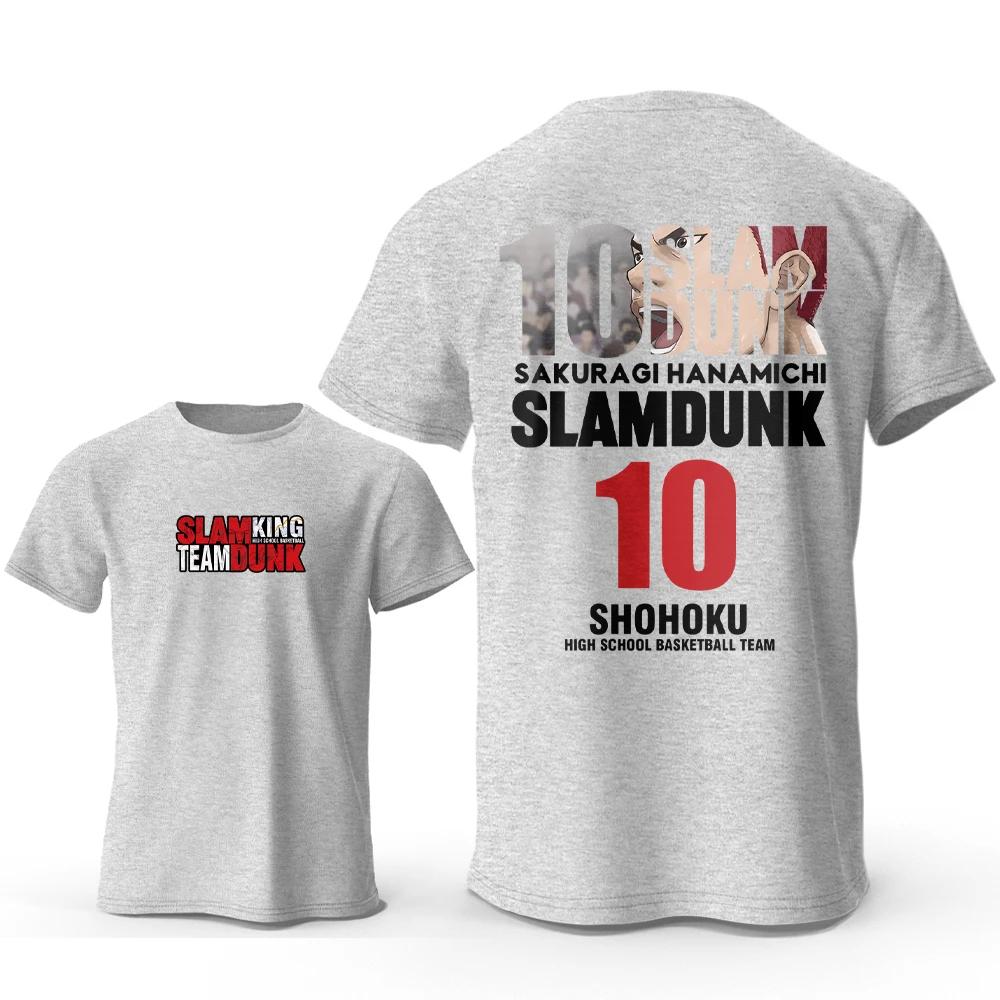 Anime Slam Dunk Printed 100% Cotton Classic T-Shirt For Men Crew Neck Short-sleeved T-shirt Casual Loose Fashion Streetwear Tops