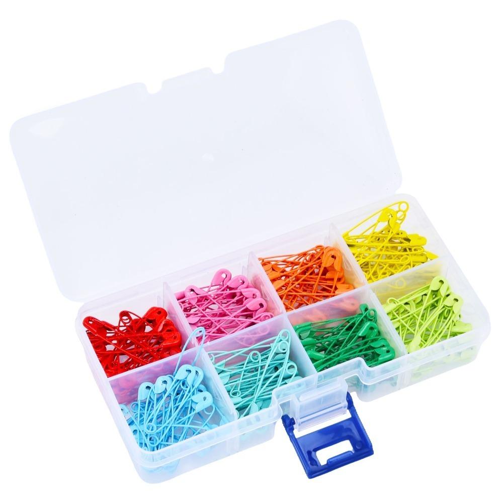

240Pcs Multifunctional 8 Colors Safety Pins 240Pcs Boxed Decorative Pins Colorful Multi-grid Clothing Pins Household