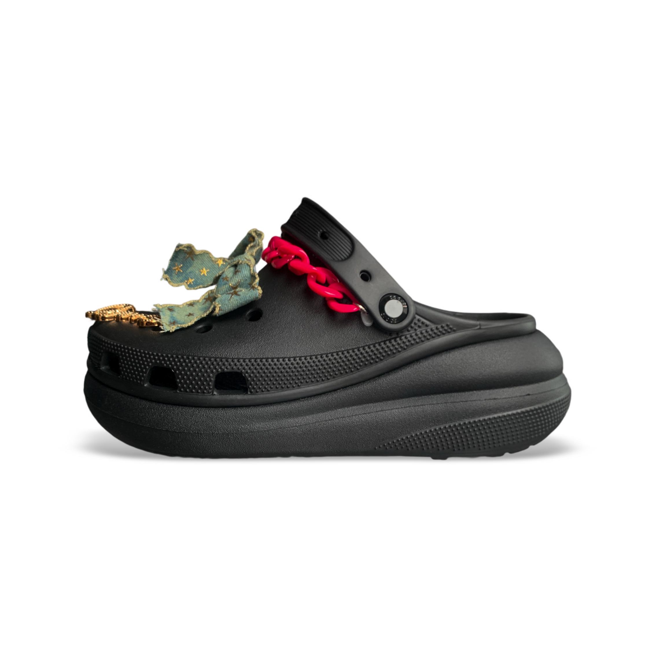 

Crocs Crocs Classic Crush EVA Love Denim Потертые Удобные Не натирающие Обувь Обувь с отверстиями Унисекс Черный 39-40 чёрный