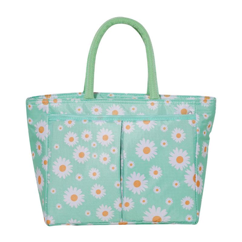 Daisy Printed Lunch Bag Thermal Insulation Large Capacity Handbag Cute Picnic Drinks Lunch Box Storage Bag Portable Lunch Pouch