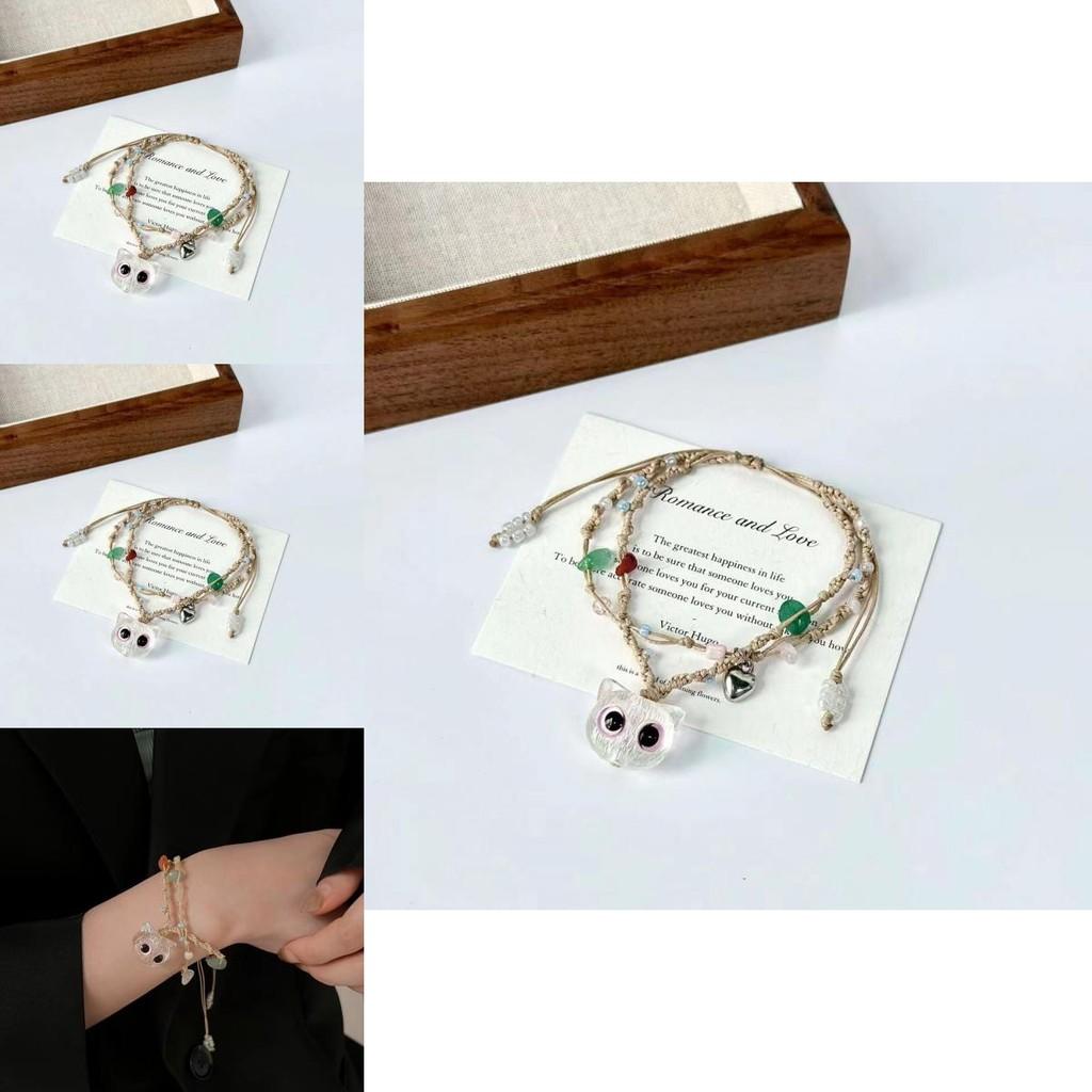 Entzückendes mehrfarbiges Katzenaugen-Perlenarmband für Damen Elegantes und trendiges Accessoire