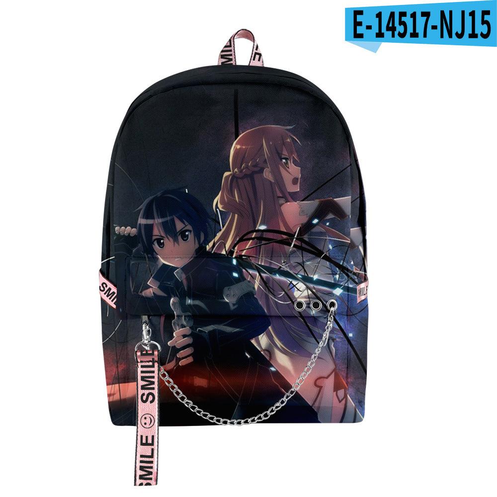 Classic Novelty Sword Art Online Student School Bags Unisex 3D Prind Oxford Waterproof Notebook Multifunction Travel Backpacks