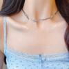 Minimalist Silver Snake Bone Chain Necklace with Bow Accent
