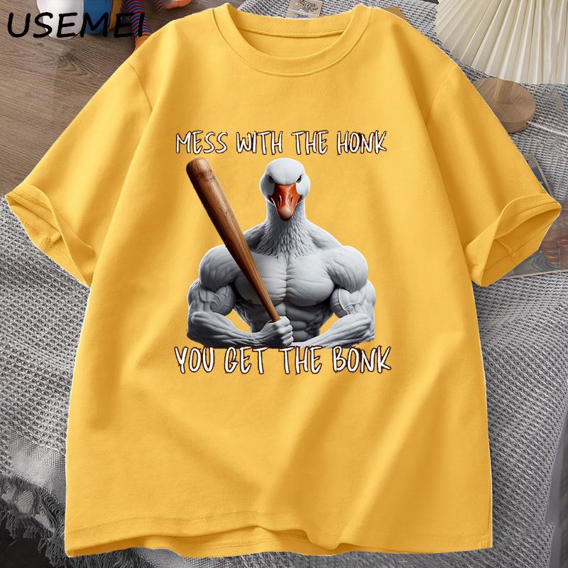 Mess with The Honk You Get The Bonk Funny Duck Goose T Shirt Goose Bumps I Got Too Silly Goose Tops Men Short Sleeves Tee