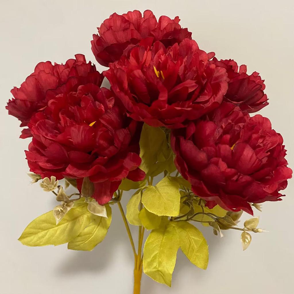7-Head Peony Artificial Flower Bouquet for Weddings, Home Décor, and Photography