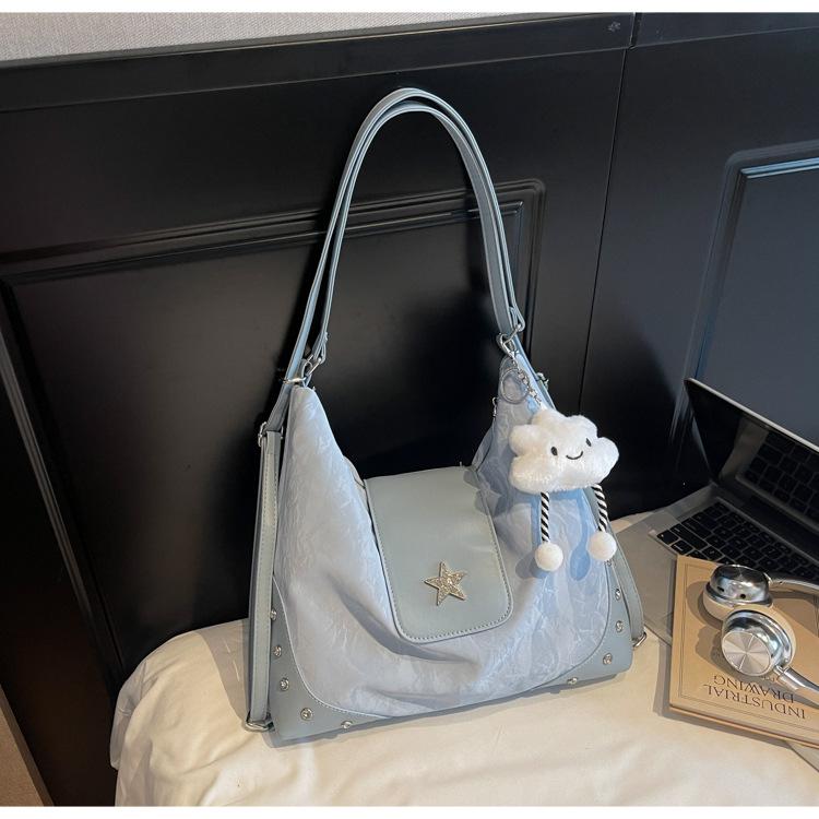 

Женская сумка-тоут 2025 новая большая вместительная сумка-рюкзак для поездок на работу летняя универсальная на плечо/через плечо сумка-мессенджер премиальный рюкзак синий