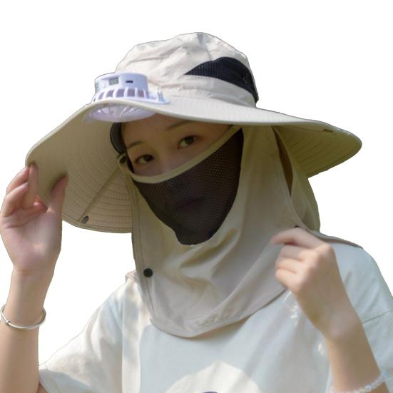 Fisherman Hat with Removable Fan Rotatable USB Fan Wide Brim Sun Hat UPF50+ Protection Adjustable Circumference Fishing Hat
