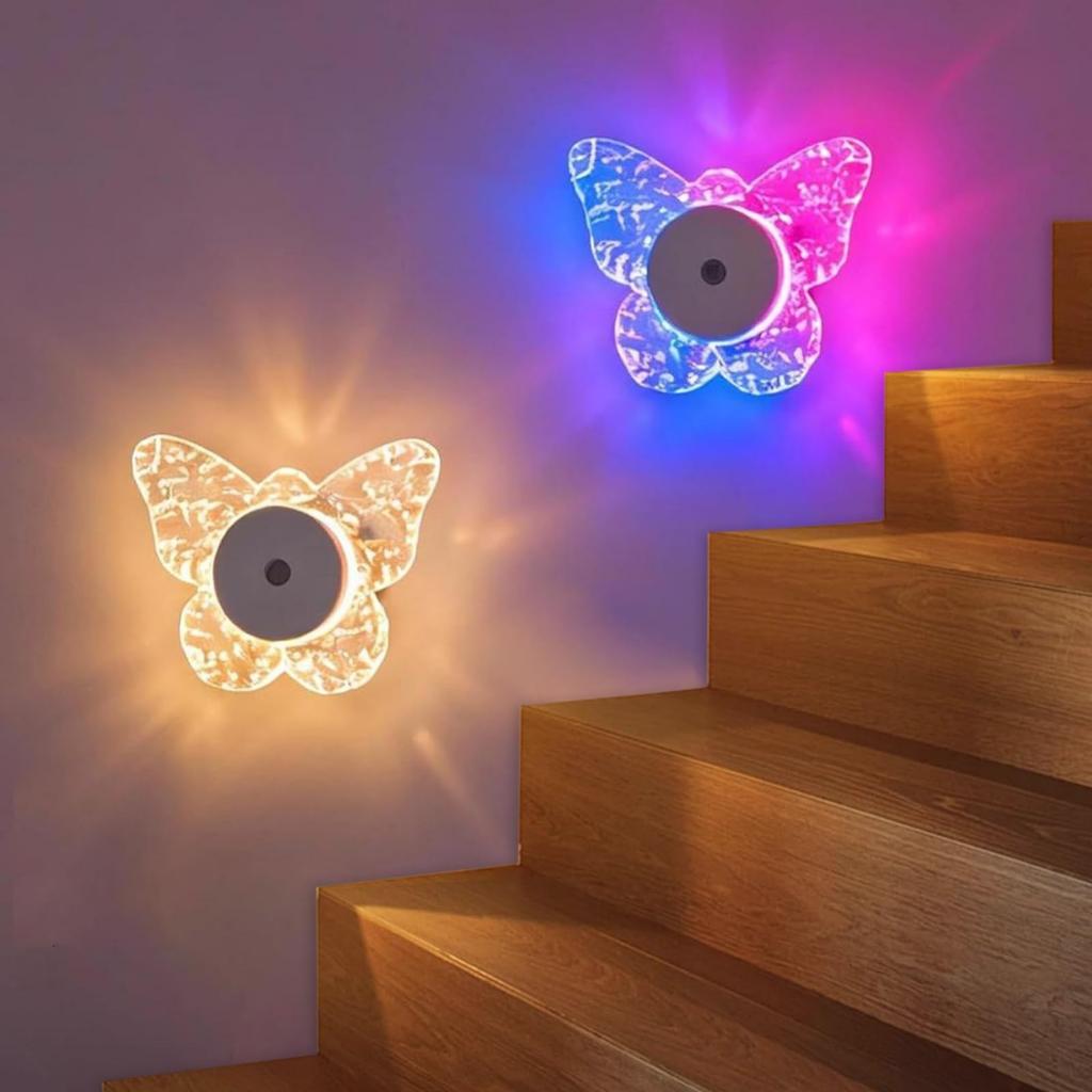 Butterfly Wall Lamp Night Light Human Body Sensing Wiring-Free Magnetic Base Special Dimming