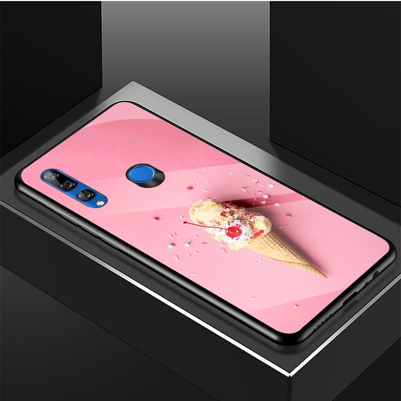 Ice Cream Tempered Glass Phone Case For Huawei Honor 8X 9 10i 20i 20Lite 20Pro 30 Pro Cover Shell