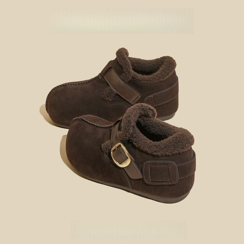 Женские Сапоги на Толстой Подошве Легкие Удобные С Пряжкой Теплые С Утеплителем Противоскользящие Износостойкие Повседневные Для Активного Отдыха на Открытом Воздухе Хлопковые 40 темно-коричневого 4930₽