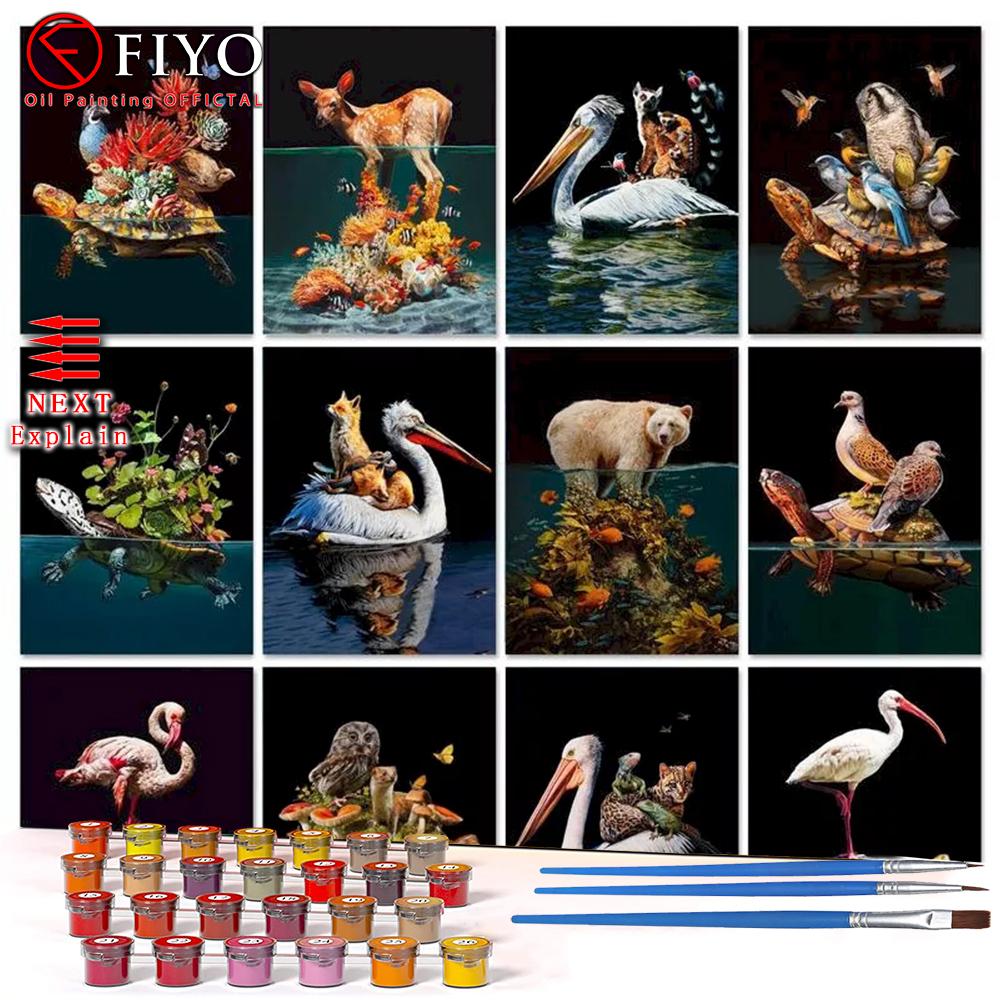 【 U出品 】 オーダー 50×40cm size art 40x50cm Diy Framed Painting By Numbers For Adults Animals Diy