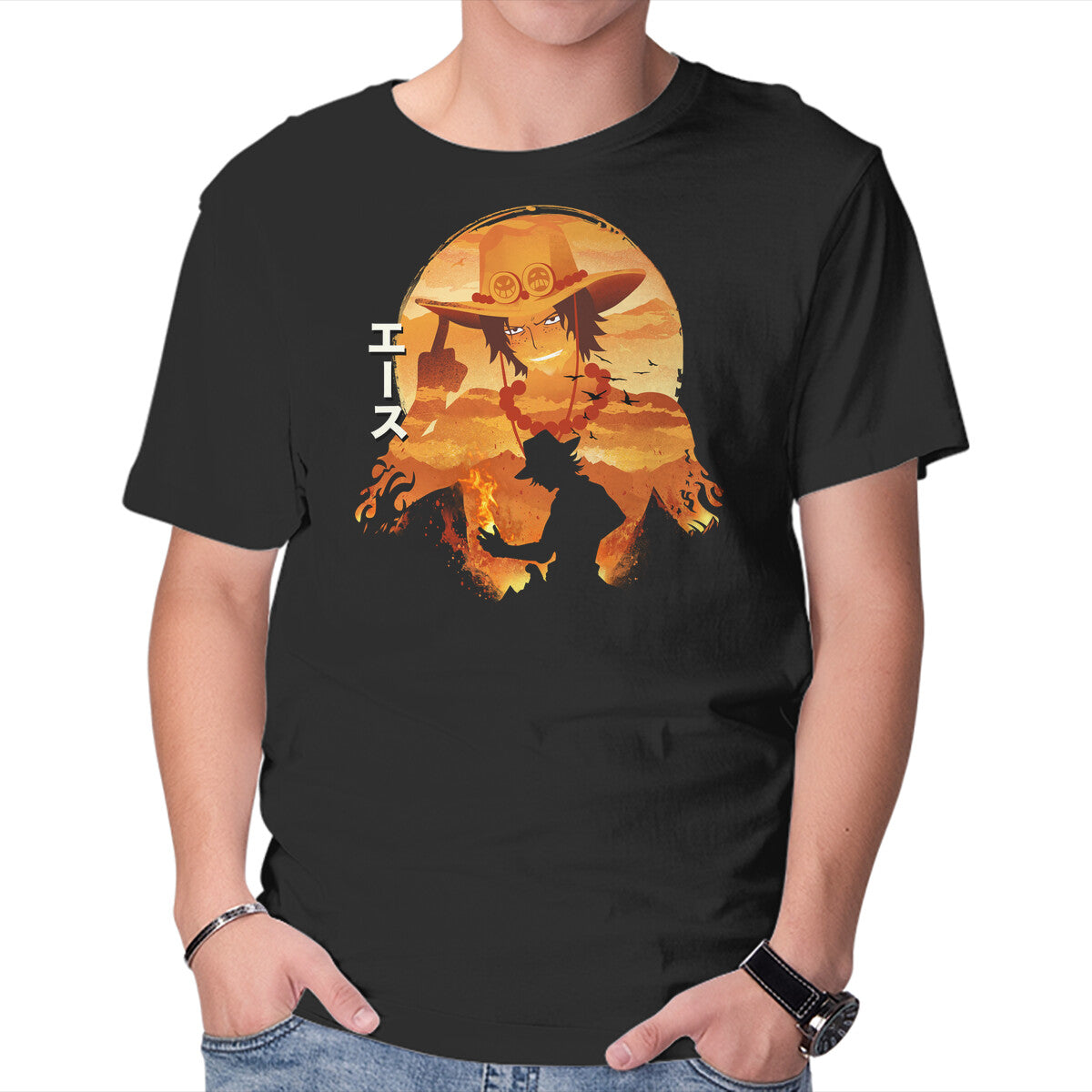 Unisex Crew Neck T-Shirt Ace Sunset Graphic Short Sleeve Casual Tee XXXL