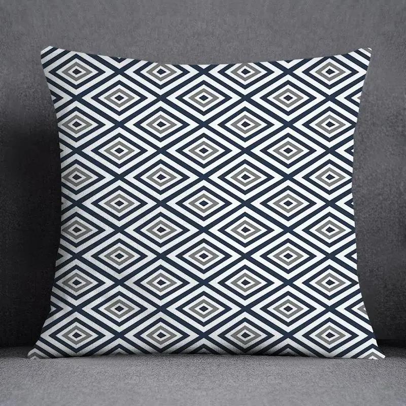 45x45CM Cushion Cover Geometric Pattern Polyester Blue Grey Pillowcase Upholstery Sofa Cushion Throw Pillow Home Decor Pillowcas