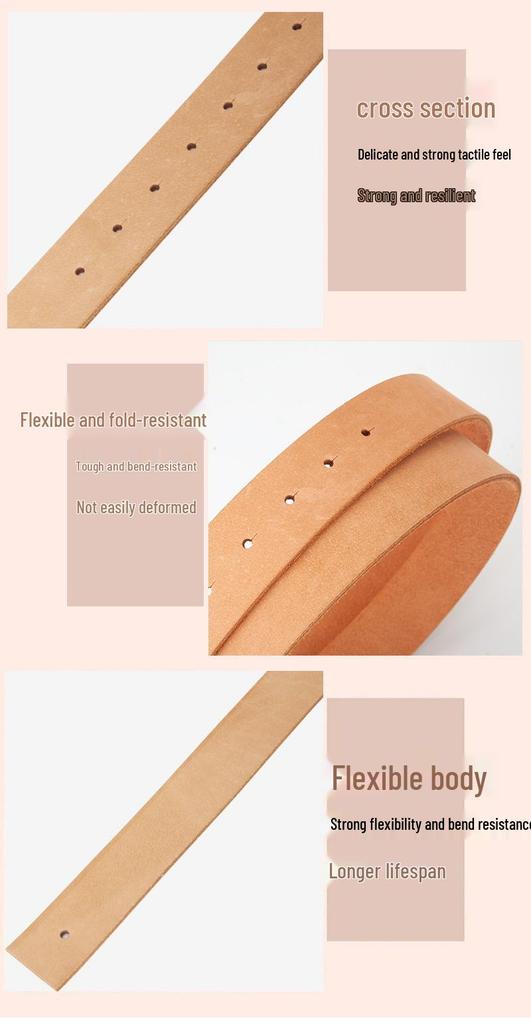 Versatile Natural Cowhide Leather Belt - Single Strap, Casual Business Style