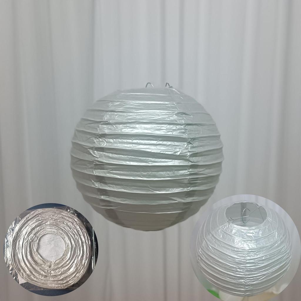 10-Inch Round White Paper Lantern, Red Mid-Autumn Festival & Wedding Decoration
